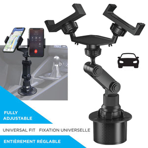Elink - Support de Téléphone Universel à 2 Têtes, Rotatif, Pour Porte-Gobelet de Voiture, Noir - Simple Boutique