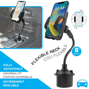 Elink - Support de Téléphone Universel avec Tête Rotative, Pour Porte-Gobelet de Voiture, Noir - Simple Boutique