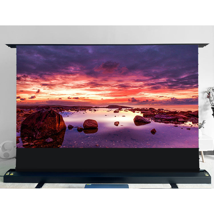 EluneVision - Écran de Projection ALR Motorisé au Sol "Tab-Tension", Aurora 8K, 16:9, Rejet de la Lumière Ambiante, Focal Ultra Courte - Simple Boutique