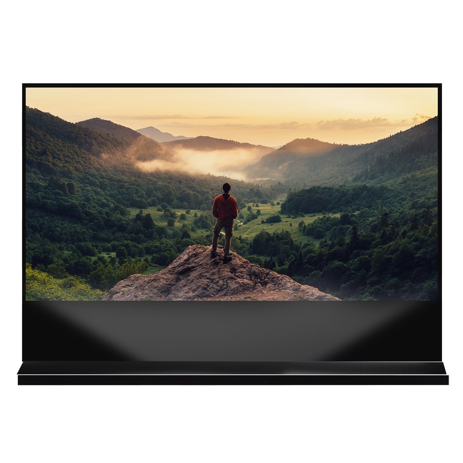 EluneVision - Écran de Projection ALR Motorisé au Sol "Tab-Tension", Aurora 8K, 16:9, Rejet de la Lumière Ambiante, Focal Ultra Courte - Simple Boutique