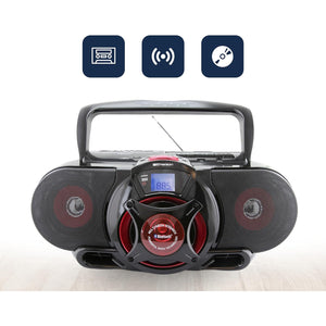 Emerson - BoomBox Portable avec Lecteur CD et Casette, Bluetooth, Radio AM/FM, Entrée USB, Rouge - Simple Boutique
