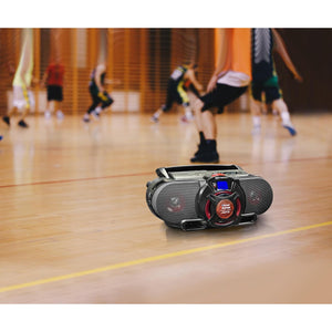 Emerson - BoomBox Portable avec Lecteur CD et Casette, Bluetooth, Radio AM/FM, Entrée USB, Rouge - Simple Boutique