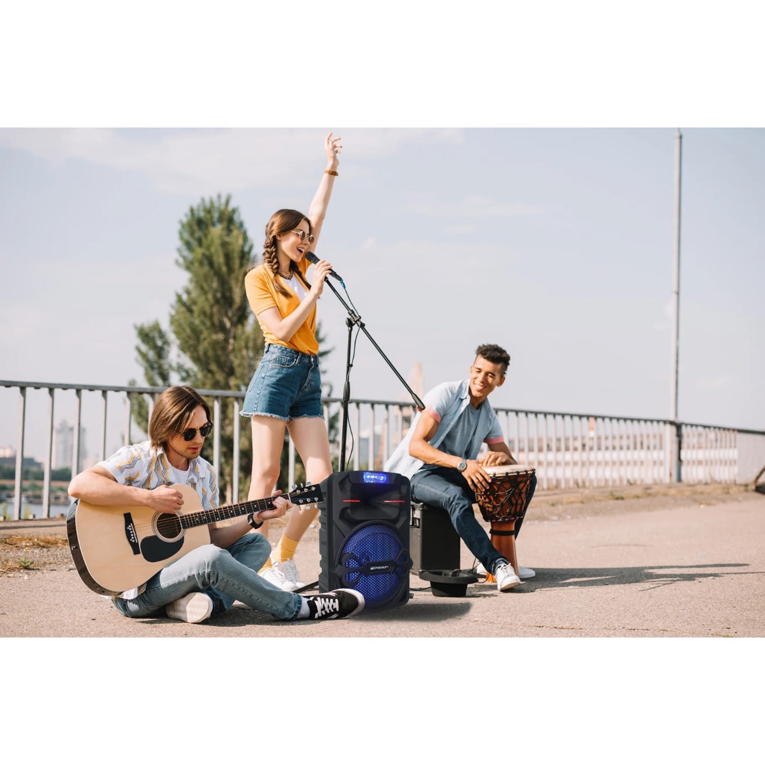 Emerson - Haut-Parleur de Fête Bluetooth Portable avec Lumières Disco, Noir - Simple Boutique