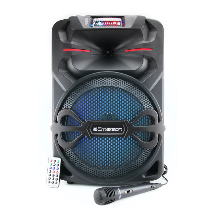 Emerson - Haut-Parleur de Fête Bluetooth Portable avec Lumières Disco, Noir - Simple Boutique