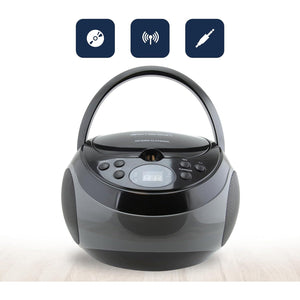 Emerson - Lecteur CD Portable avec Radio Stéréo AM/FM et Prise AUX, Gris - Simple Boutique