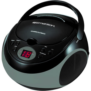 Emerson - Lecteur CD Portable avec Radio Stéréo AM/FM et Prise AUX, Gris - Simple Boutique