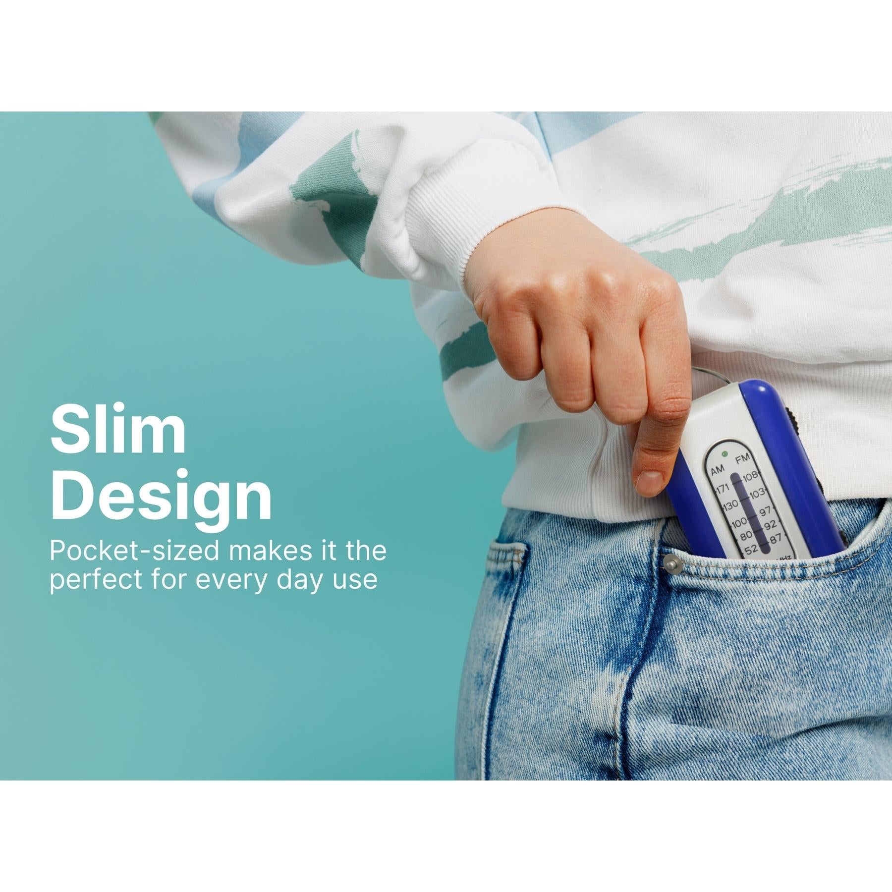 Emerson - Mini Radio AM/FM Portable, avec Écouteurs inclus, Argent et Rouge - ER-7002-RD - Simple Boutique