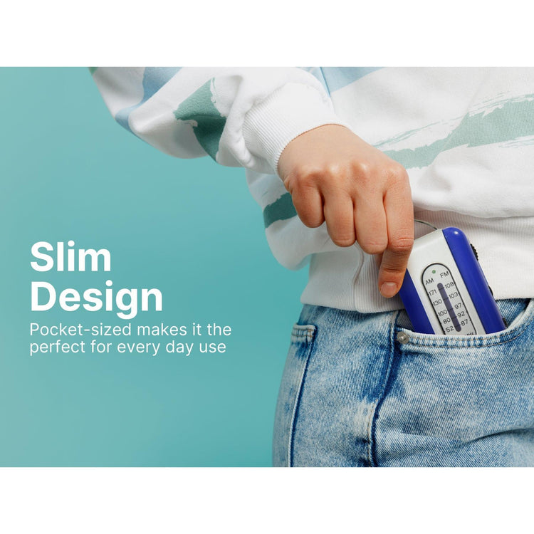 Emerson - Mini Radio AM/FM Portable, avec Écouteurs inclus, Argent et Rouge - ER-7002-RD - Simple Boutique