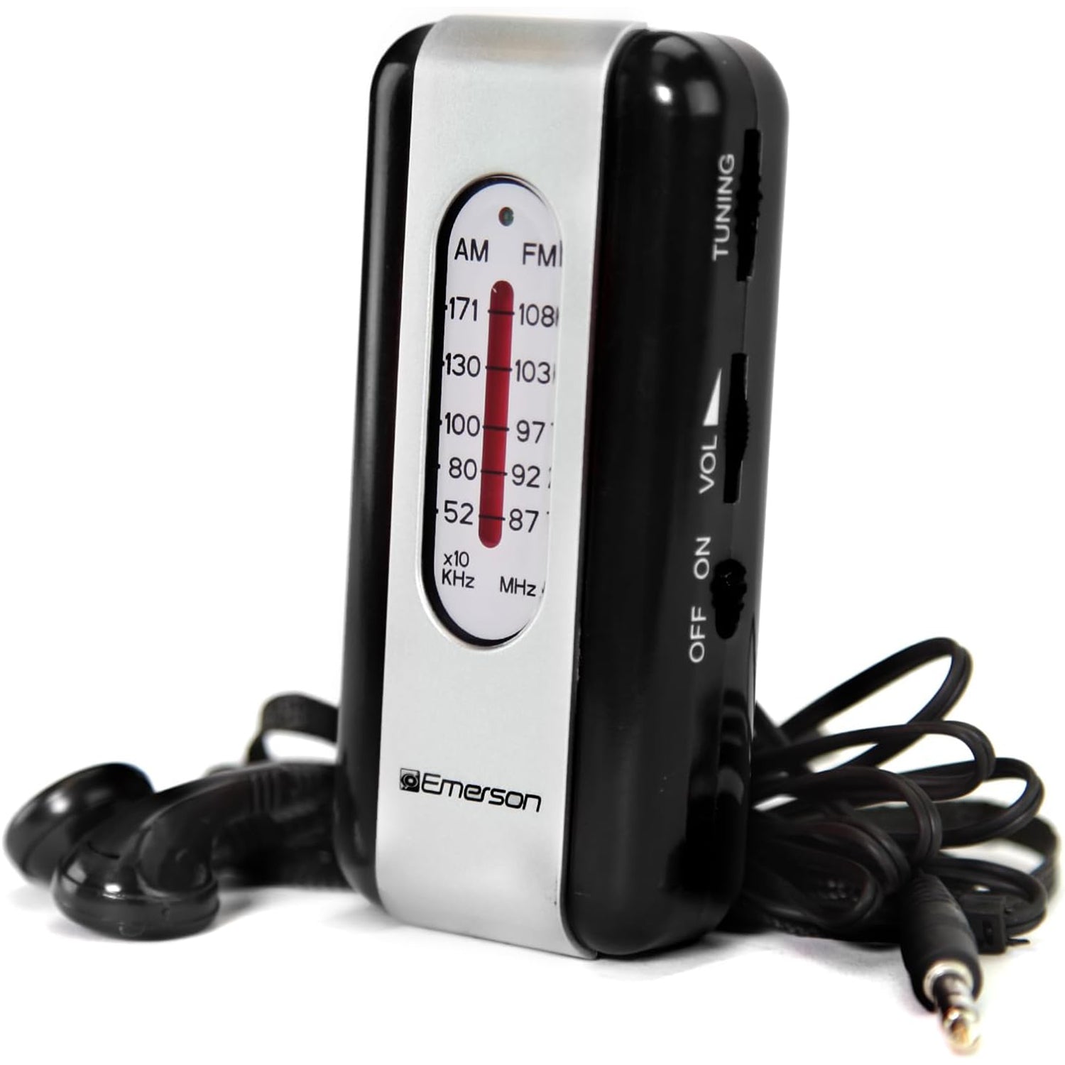Emerson - Radio AM/FM Portable avec Écouteurs Filaire, Noir - Simple Boutique