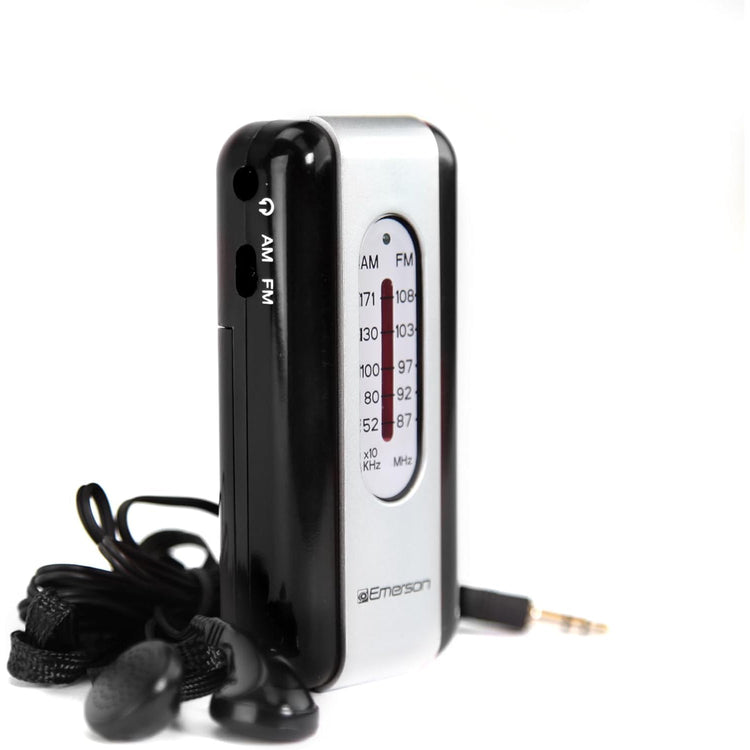 Emerson - Radio AM/FM Portable avec Écouteurs Filaire, Noir - Simple Boutique