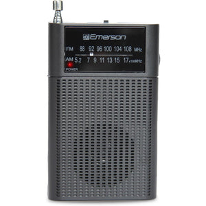 Emerson - Radio AM/FM Portative avec Haut-Parleur Intégré et Prise AUX, Noir - Simple Boutique