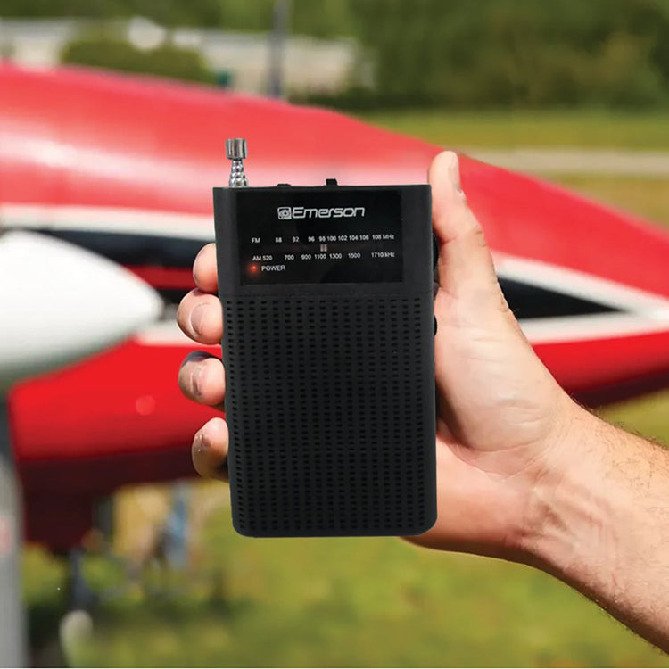 Emerson - Radio AM/FM Portative avec Haut-Parleur Intégré et Prise AUX, Noir - Simple Boutique