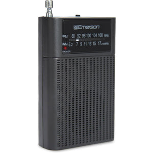 Emerson - Radio AM/FM Portative avec Haut-Parleur Intégré et Prise AUX, Noir - Simple Boutique