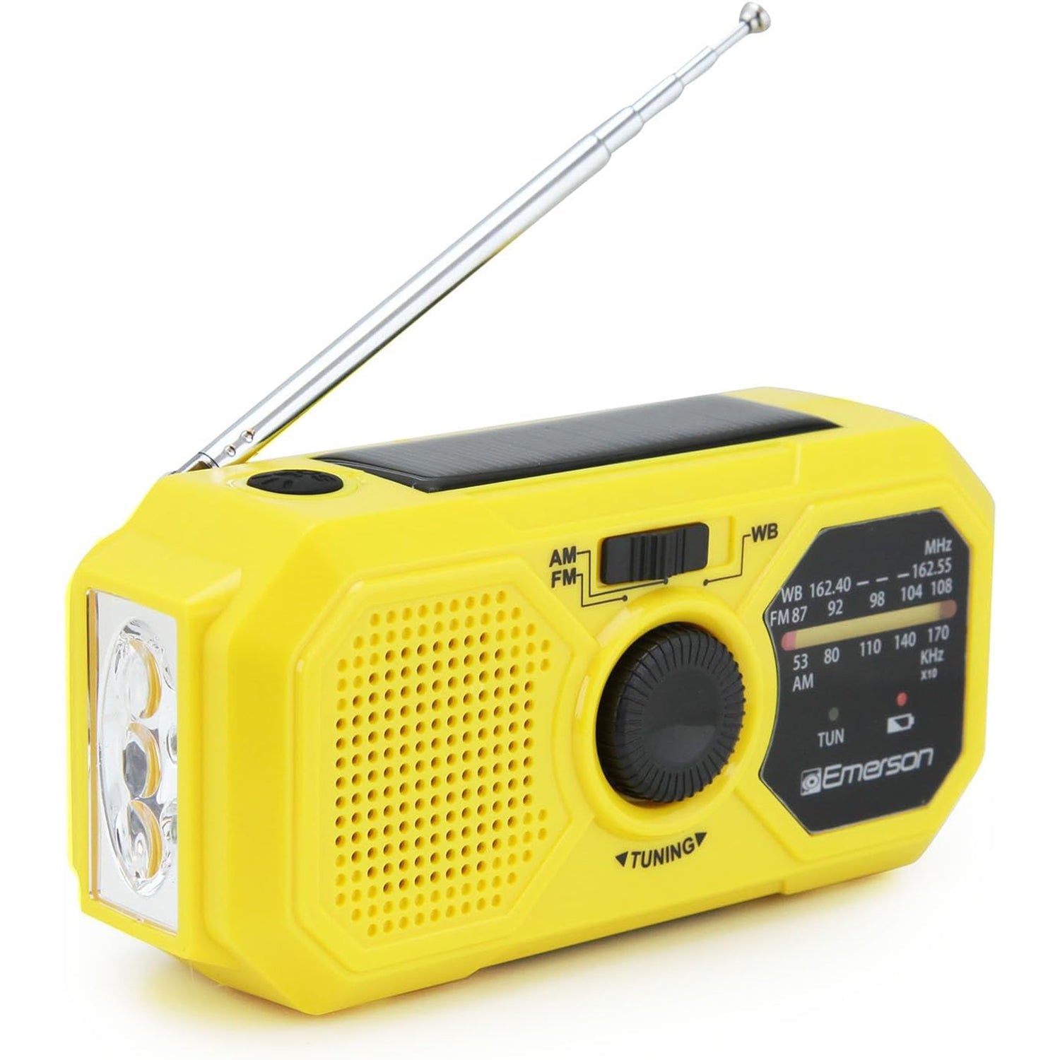Emerson - Radio D'urgence AM/FM à Manivelle avec Bande Météo et Banque d'alimentation d'urgence, Jaune - Simple Boutique