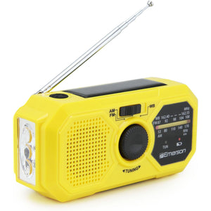 Emerson - Radio D'urgence AM/FM à Manivelle avec Bande Météo et Banque d'alimentation d'urgence, Jaune - Simple Boutique