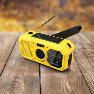 Emerson - Radio D'urgence AM/FM à Manivelle avec Bande Météo et Banque d'alimentation d'urgence, Jaune - Simple Boutique