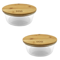EraWare - Ensemble de 2 Plats en Verre Borosilicate, Couvercle en Bambou, Vont au Four, 950ml - Simple Boutique