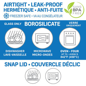 EraWare - Ensemble de 3 Contenants en Verre Borosilicate, Hermétique et Étanche, Vont au Four, 400 ml - Simple Boutique