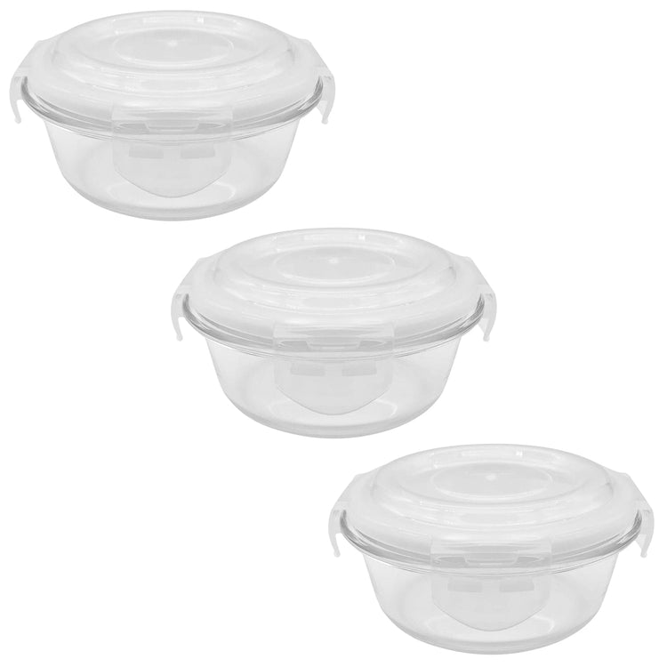 EraWare - Ensemble de 3 Contenants en Verre Borosilicate, Hermétique et Étanche, Vont au Four, 400 ml - Simple Boutique