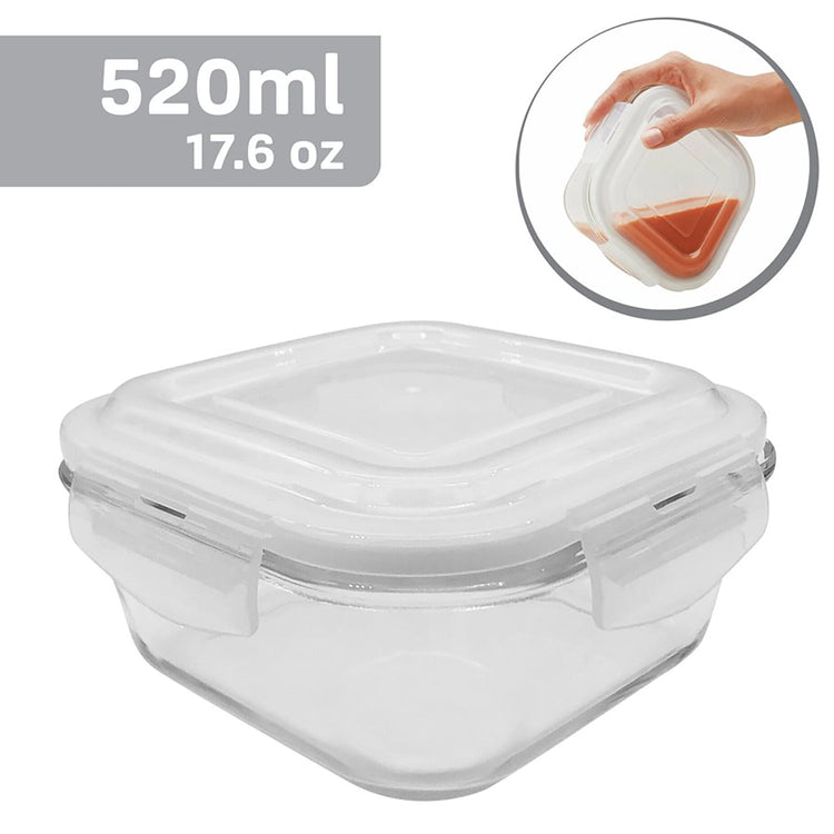 EraWare - Ensemble de 3 Contenants en Verre Borosilicate, Hermétique et Étanche, Vont au Four, 520 ml - Simple Boutique