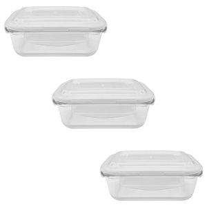 EraWare - Ensemble de 3 Contenants en Verre Borosilicate, Hermétique et Étanche, Vont au Four, 640 ml - Simple Boutique