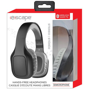Escape - Casque d'écoute Sans-Fil Stéréo, Microphone Intégré, Gris et Noir - Simple Boutique
