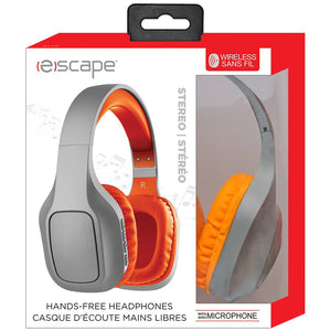 Escape - Casque d'écoute Sans-Fil Stéréo, Microphone Intégré, Gris et Orange - Simple Boutique