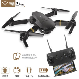 Escape - Drone Quadrirotor Pliable avec Double Caméra et Télécommande, Noir - Simple Boutique