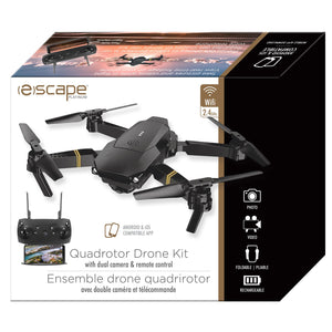 Escape - Drone Quadrirotor Pliable avec Double Caméra et Télécommande, Noir - Simple Boutique