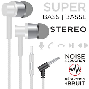 Escape - Écouteurs Intra-Auriculaire Stéréo, Réduction du Bruit, Microphone Intégré, Blanc - Simple Boutique