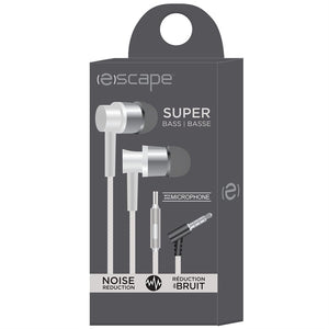 Escape - Écouteurs Intra-Auriculaire Stéréo, Réduction du Bruit, Microphone Intégré, Blanc - Simple Boutique