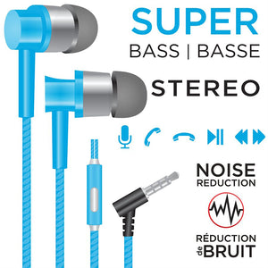 Escape - Écouteurs Intra-Auriculaire Stéréo, Réduction du Bruit, Microphone Intégré, Bleu - Simple Boutique