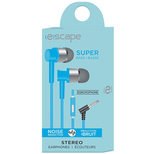 Escape - Écouteurs Intra-Auriculaire Stéréo, Réduction du Bruit, Microphone Intégré, Bleu - Simple Boutique