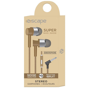 Escape - Écouteurs Intra-Auriculaire Stéréo, Réduction du Bruit, Microphone Intégré, Doré - Simple Boutique