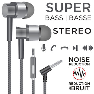 Escape - Écouteurs Intra-Auriculaire Stéréo, Réduction du Bruit, Microphone Intégré, Gris - Simple Boutique