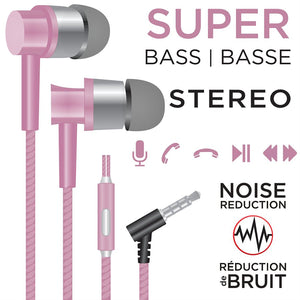 Escape - Écouteurs Intra-Auriculaire Stéréo, Réduction du Bruit, Microphone Intégré, Rose - Simple Boutique