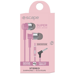Escape - Écouteurs Intra-Auriculaire Stéréo, Réduction du Bruit, Microphone Intégré, Rose - Simple Boutique