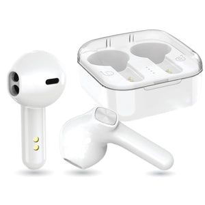 Escape - Écouteurs Intra-Auriculaires Sans-Fil avec Microphone et Boitier de Chargement, Blanc - Simple Boutique