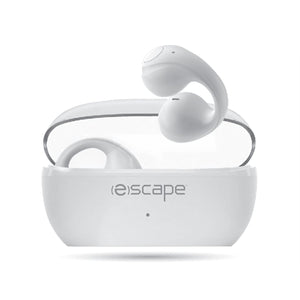 Escape - Écouteurs Sans-Fil à Clip D'oreille avec Microphone et Boitier de Chargement, Blanc - Simple Boutique