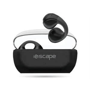 Escape - Écouteurs Sans-Fil à Clip D'oreille avec Microphone et Boitier de Chargement, Noir - Simple Boutique