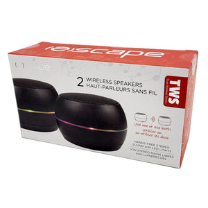 Escape - Ensemble de 2 Haut-Parleurs Sans-Fil avec Éclairage DEL, Radio FM et Microphone, Noir - Simple Boutique