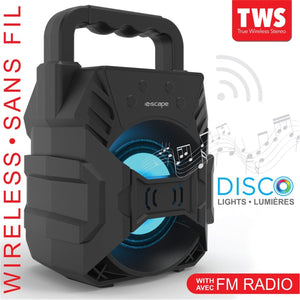 Escape - Haut-Parleur Sans Fil Bluetooth, Avec Radio FM et Rétro-Éclairage, Noir - Simple Boutique