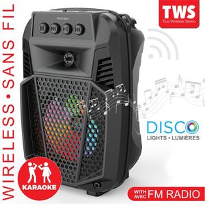 Escape - Haut-Parleur Sans-Fil Bluetooth, Super Basse Avec Radio FM et Rétro-Éclairage, Noir - Simple Boutique