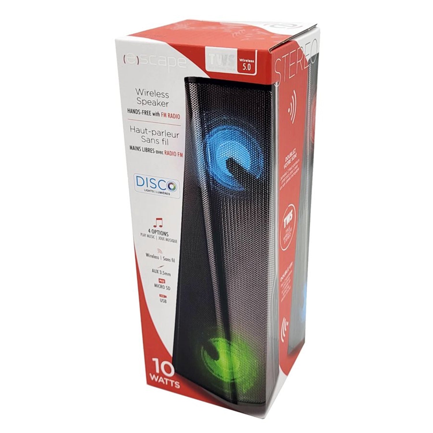 Escape - Haut-Parleur Sans-Fil Bluetooth avec Radio FM et Microphone Intégré, Noir - Simple Boutique