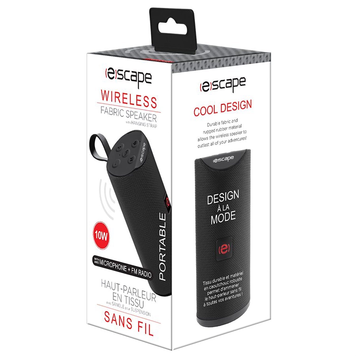 Escape - Haut-Parleur Sans-Fil Portable avec Radio FM et Microphone, Noir - Simple Boutique