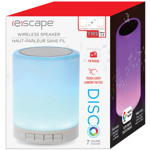 Escape - Haut-Parleur Sans-Fil avec Lumière d'ambiance et Radio FM, Blanc - Simple Boutique