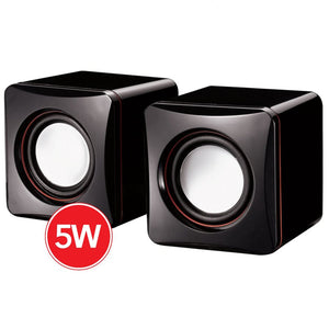 Escape - Mini Haut-Parleurs USB Stéréo avec Contrôle du Son, 5 Watts, Noir - Simple Boutique