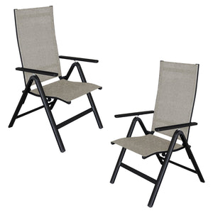 F. Corriveau International - Ensemble de 2 Chaises Pliantes et Inclinables Extérieur Emma, Cadre en Aluminium, Gris - Simple Boutique