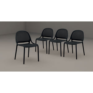 F. Corriveau International - Ensemble de 4 Chaises à Dîner Summer, Intérieur/Extérieur, Noir - Simple Boutique