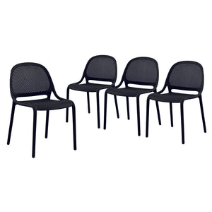 F. Corriveau International - Ensemble de 4 Chaises à Dîner Summer, Intérieur/Extérieur, Noir - Simple Boutique